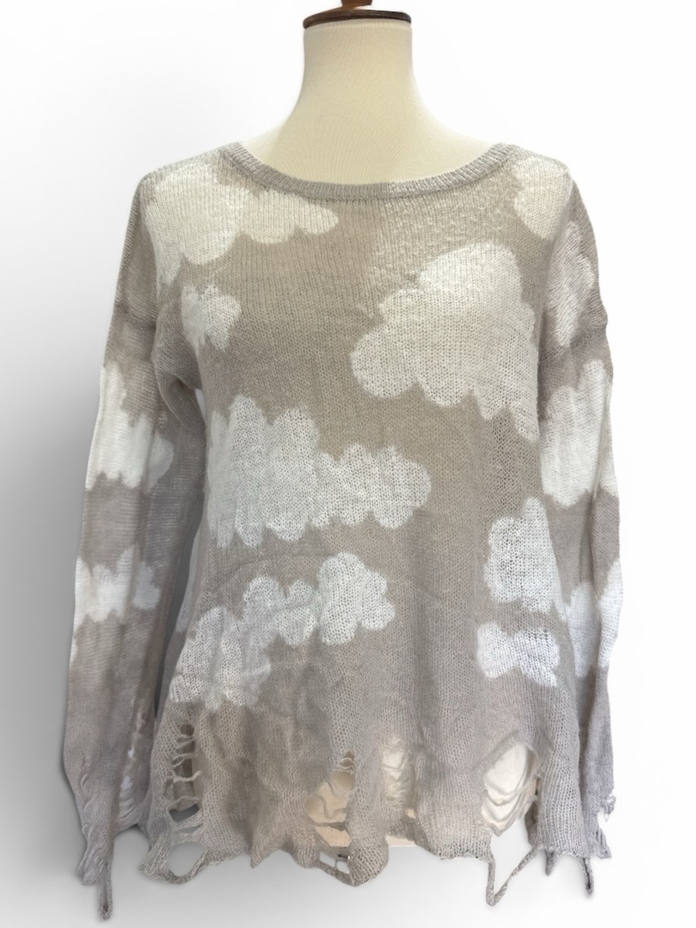 Wildfox Distressed Cloud Crewneck Sweater #512